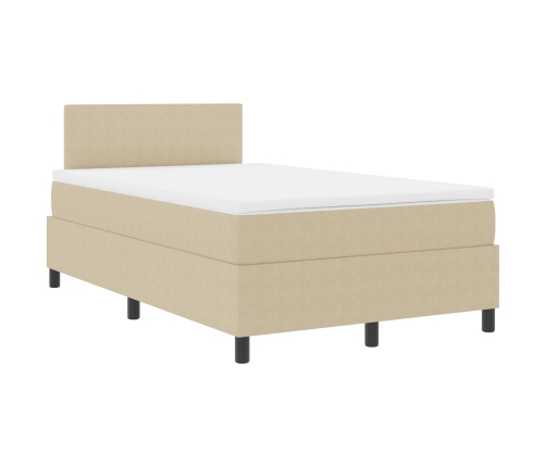 Cama con Somier  con Colchón y Luz LED Beige 120x200 cm Tela de Pana