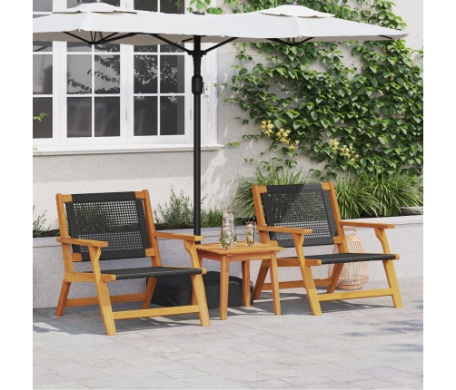 Sillas de Jardín  2 pcs Negros 76x67x73.5 cm Madera maciza de Acacia