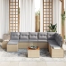 Conjunto de Sofá de Jardín de 9 Piezas con Cojines Beige Poliratán Acacia