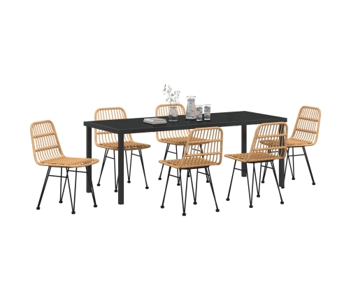 Set de Comedor de Jardín  de 7 Piezas Marrón Poliratán
