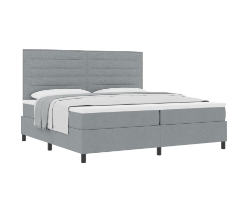 Cama con Somier y Colchón Gris Claro 200x200 cm de Tela