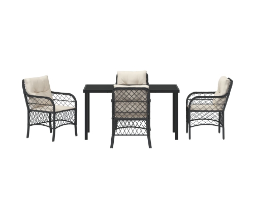 Set de Comedor de Jardín  de 5 Piezas con Cojines Negros de Poliratán