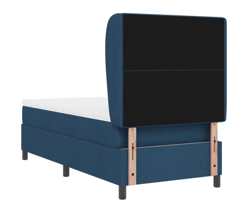 Cama Box Spring  con Colchón Azul 100x200 cm Tela