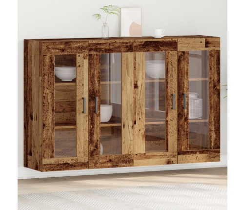 Cabinet Montado en la Pared Juego de 2 Madera antigua, negro