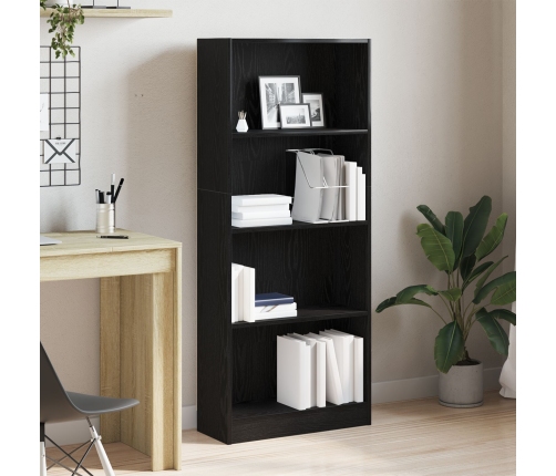 Estantería de roble negro  - 60 x 24 x 143 cm - Hecha de madera elaborada