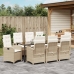 Conjunto de Comedor de Jardín de 9 Piezas  con Cojines Beige Ratán Poliéster