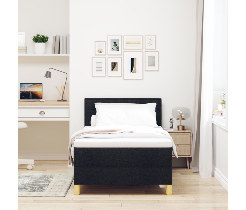 Cama Box Spring  con Colchón Negra 100x200 cm Tela