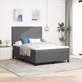 Cama con Somier  con Colchón Gris Claro 140x200 cm Tela de Corduroy