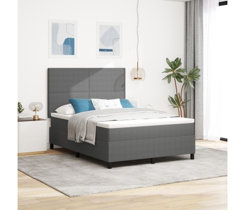 Cama con Somier  con Colchón Gris Claro 140x200 cm Tela de Corduroy