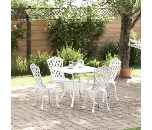 Conjunto de comedor para el jardín de 5 piezas  de aluminio fundido blanco