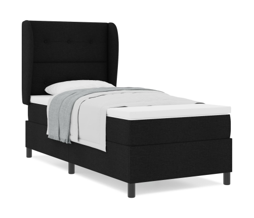 Cama Box Spring  con colchón Negro 100x200 cm Tela