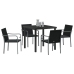 Conjunto de Comedor de Jardín de 5 Piezas con Cojines de Poliratán Negro