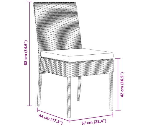 Conjunto de Comedor de Jardín  de 5 Piezas Gris Poliratán