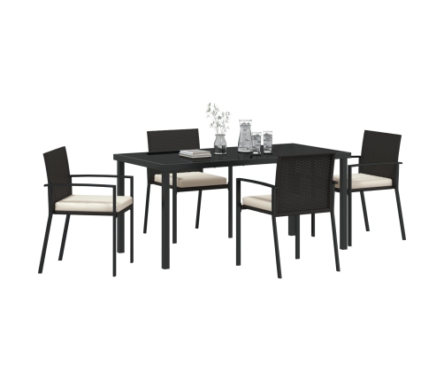 Set de 5 Piezas de Comedor de Jardín  Negro Poliratán