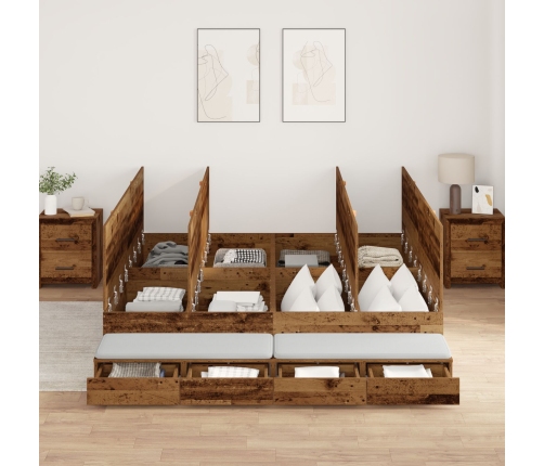 Cama con almacenamiento  Madera antigua 200x200 cm