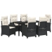 Conjunto de Comedor de Jardín de 7 Piezas con Cojines Rattan Poliéster Negro
