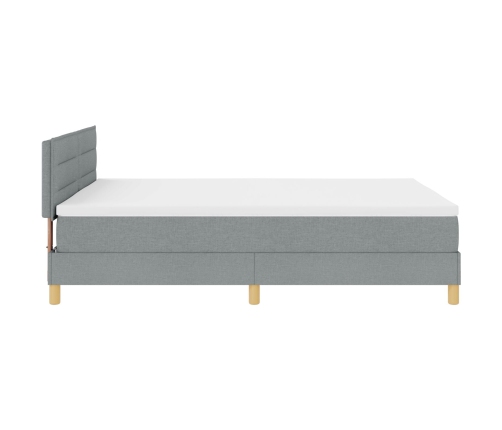 Cama Box Spring  con Colchón y Luz LED Gris Claro 160x200 cm Tela