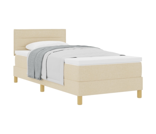 Cama con Base Reforzada y Colchón Crema 100x200 cm Tela