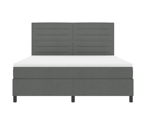 Cama con Base de Muelles  con Colchón Gris Oscuro Super King Tela