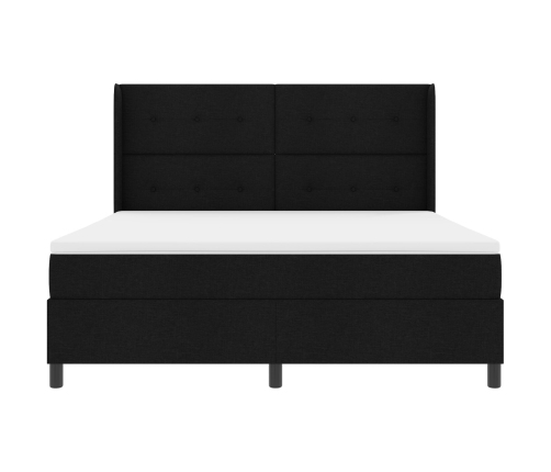 Cama con somier y colchón  Negro 180x200 cm Tela