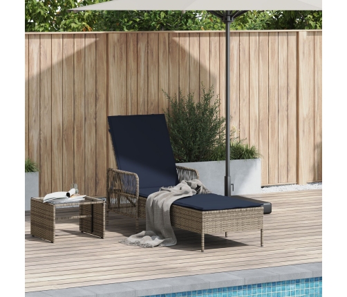 Tumbona de Sol Gris PE Rattan 157 x 55 x 92 cm Plegable