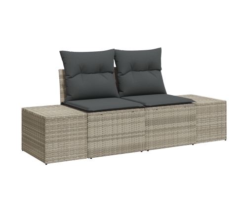 Conjunto de Sofás de Jardín  de 6 Piezas con Cojines Gris Claro de Ratán Sintético