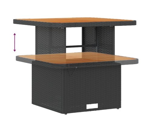 Conjunto de Comedor de Jardín de 3 Piezas con Cojines Negro de Ratán de Poliéster y Acacia