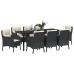 Conjunto de Comedor de Jardín  de 9 Piezas con Cojines Negro rattan Poliéster