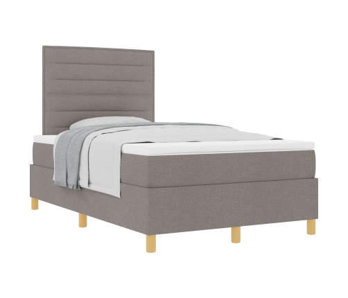Cama Box Spring  con Colchón Taupe 120x200 cm Tela