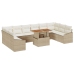 Juego de Comedor de Jardín de 11 Piezas con Cojines Beige Polirratán Acacia