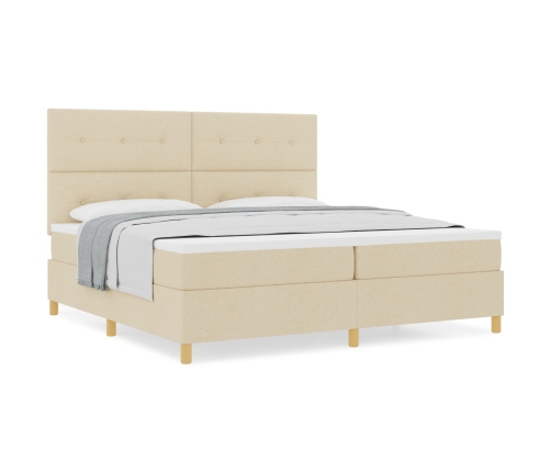 Cama con Box Spring y Colchón Crema 200x200 cm Tela
