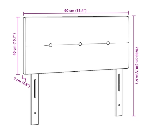 Cabecero  Botonera Marrón Oscuro 90 cm Tela