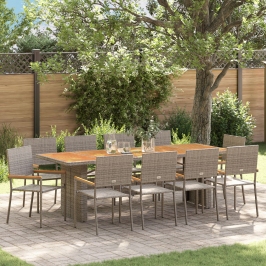 Conjunto de Comedor de Jardín de 11 Piezas  Gris de Poliratán