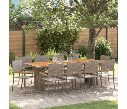 Conjunto de Comedor de Jardín de 11 Piezas  Gris de Poliratán