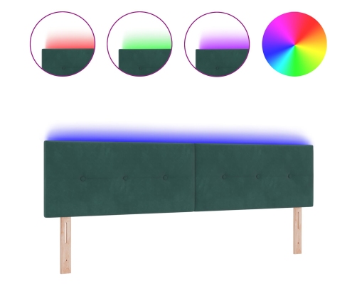 Cabecero LED  con botones acolchados en terciopelo verde oscuro de 90 cm