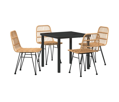 Conjunto de comedor de jardín de 5 piezas  marrón ratán polipropileno
