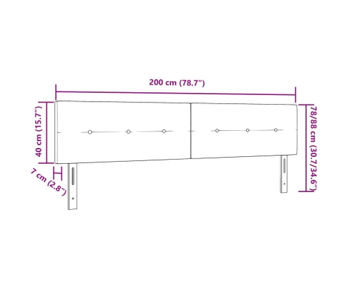 Cabecero Tapizado Gris Oscuro de  200 cm