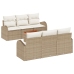 Conjunto de Sofá de Jardín de 7 Piezas con Cojines Beige Poliratán Acacia