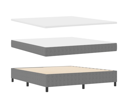 Cama con Box Spring  y Luz LED Gris Claro Super King de Tejido de Corduroy