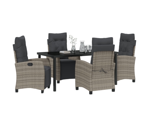 Conjunto de comedor de jardín de 5 piezas gris ratán poliéster
