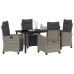 Conjunto de comedor de jardín de 5 piezas gris ratán poliéster