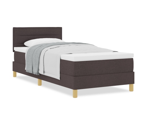 Cama con somier  con colchón marrón oscuro 100x200 cm Tela