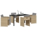 Conjunto de Comedor de Jardín  de 5 Piezas con Cojines Beige Poliratán