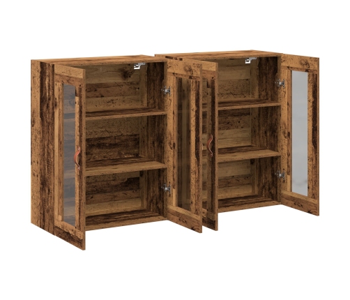 Gabinetes Montados en la Pared 2 pcs Madera Vieja 69.5x34x90 cm Madera Ingienerizada
