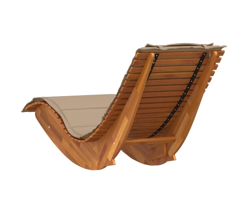 Tumbona Solar Juego de 2 Taupe Madera maciza de Acacia Estándar