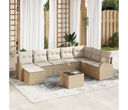 Conjunto de Sofás de Jardín  Conjunto de 9 Beige Ratán