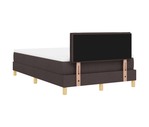 Cama con base de muelles  con colchón marrón oscuro 120x200 cm de tela