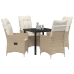 Set de comedor de jardín de 5 piezas  con cojines Beige Rattán poliéster