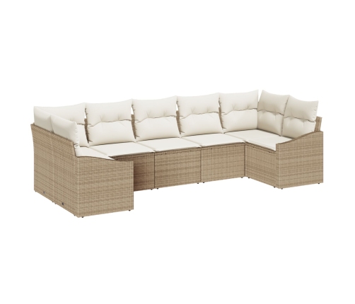 Set de sofá de jardín  Juego de 7 Beige Ratán Sofá de jardín