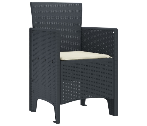 Silla de jardín  Set de 2 Antracita, Crema Poliratán Estándar